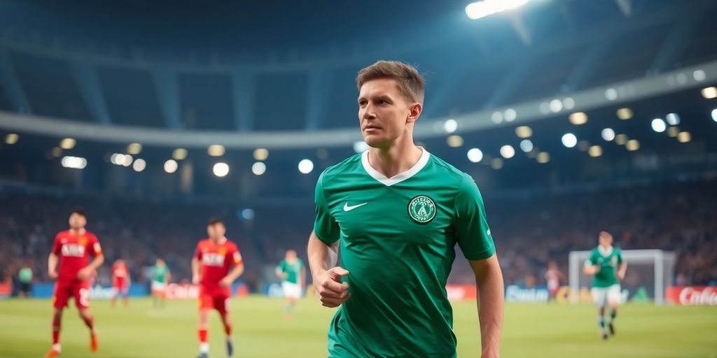 Kevin Diks bermain di lapangan sepak bola hijau